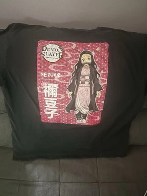 Demon Slayer Anime  Short Sleeve Graphic T Shirt Womens Size L Black Nezuko - Image 1 of 4