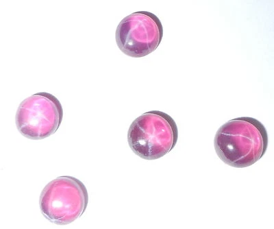 Transparent Star Ruby Round 7x7 mm Cabochon 6 Rayed Lab-created Stone 5 pcs Lot - Image 1 of 4