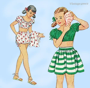 1940s Vintage Simplicity Pattern 1620 Little Girls Summer Play Suit Set Size 10 - Picture 1 of 5