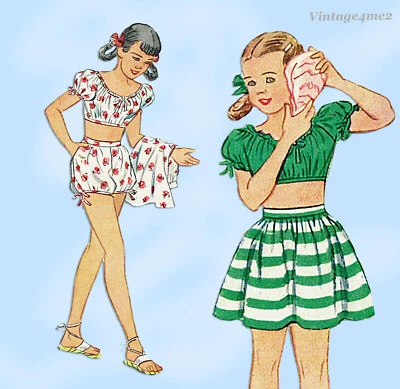 1940s Vintage Simplicity Pattern 1620 Little Girls Summer Play Suit Set Size 10 - Image 1 of 4