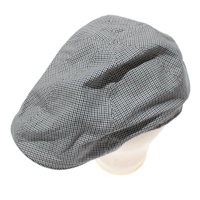 Wigens NWT Pub Newsboy Cap Size 59, 7 & 3/8ths in Blue Micro Check 100% Cotton - Image 1 of 4