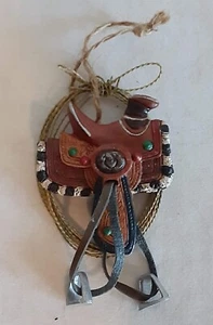 Mini Saddle & Lasso Christmas Ornament - Picture 1 of 2
