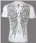 Archaic By Affliction Men's T-Shirt SPIKE WINGS Cross White Biker M-3XL