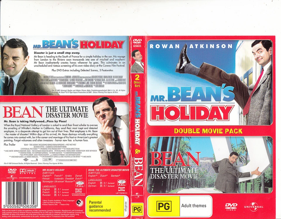 Mr Bean's Holiday-2007 & Bean-1997-[Rowan Atkinson]-Universal Pic-Movie UP-DVD - Image 1 of 1