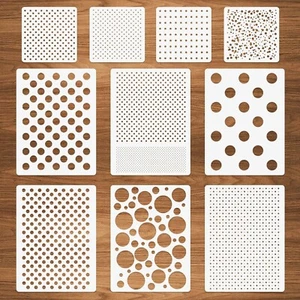 Punkte Schablonen, 10 Stück Mixed Media verschiedene Größen Polka Dot Stencils Repeating  - Bild 1 von 4