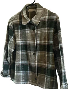 Lemon Grass Women XL Button Up Wool Blend Washable Plaid Flannel Shirt - Picture 1 of 7