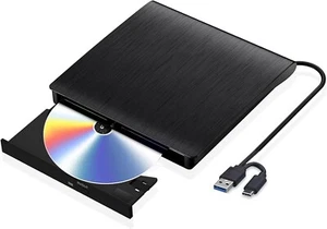 Lecteur DVD Externe USB 3.0 Type-C CD DVDRW Optique USB-C Graveur Slim Windows Mac - Photo 1/6
