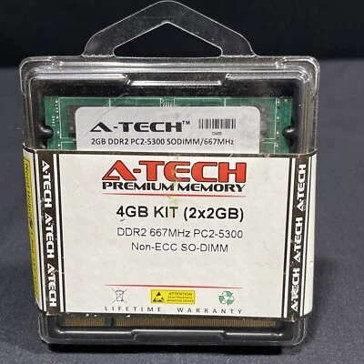 A-Tech 4GB 2x 2GB PC2-5300 Desktop DIMM DDR2 667 MHz Non-ECC Memory RAM 5300U 4G - Image 1 of 4