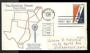 C56 10c PAN-AMERICAN GAMES FDC CHICAGO, IL 1st EXPLORER POST 2481 CACHET - Picture 1 of 1