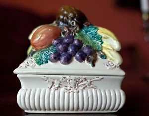 Vintage Italian porcelain lidded fruit bowl center piece trinket jewelry box - Picture 1 of 9