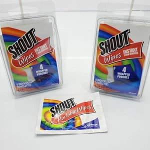 Shout Wipe & Go Instant Stain Remover 2 Travel Packs of 4 + 1 Individual NOS - Picture 1 of 5