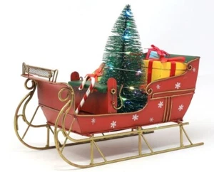 Weihnachten 2024 Neu Roter Schlitten Weihnachtsschmuck Beleuchtet Weihnachtsschlitten - Bild 1 von 4