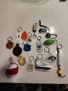 Vintage Keychain Lot Dangle Assorted Corona Shoe California Cupcake Teddy Bear - Picture 1 of 11