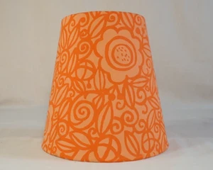 ORIGINAL VINTAGE RETRO 70's ORANGE FLORAL TABLE LAMP/LIGHT SHADE - Picture 1 of 6