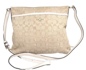 COACH Shoulder Bag Leather BEG Total Pattern f58285 Lite Beige - Picture 1 of 5