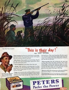 1944 Peters Rifle Ammo Original Color Print Ad - Picture 1 of 1