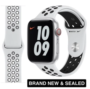 Oryginalny zegarek Apple Watch Nike Sport Band CZYSTA PLATYNA / CZARNY 49mm 46mm 45mm NOWY - Zdjęcie 1 z 10