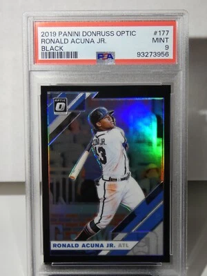 Ronald Acuna 2019 Donruss Optic Black Pandora Prizm #'d 13/25 PSA 9 MINT JSY # - Image 1 of 2