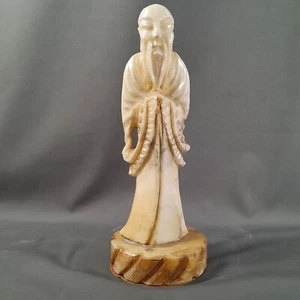 ESCULTURA DE SABIO ORIENTAL TALLADA EN ALABASTRO. MEDIADOS S. XX. - Picture 1 of 11