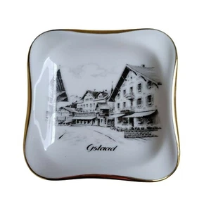 Ottlinger Sevelen Suisse Small Ashtray Dish Souvenir Trinket White Black Golden. - Picture 1 of 6