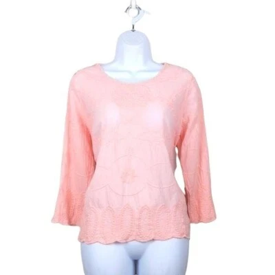 Blusa para mujer John Paul Richard rosa claro bordada talla S Foto 1 de 4
