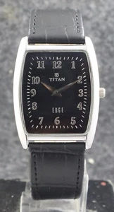 Beautiful Titan Edge Men Black Dial Quartz Leather Band All Working Wristwatch - Picture 1 of 7