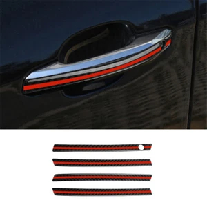 4Pcs Red Carbon Fiber Exterior Door Handle Cover Trim For Audi A4L A5 2017-2022 - Picture 1 of 13