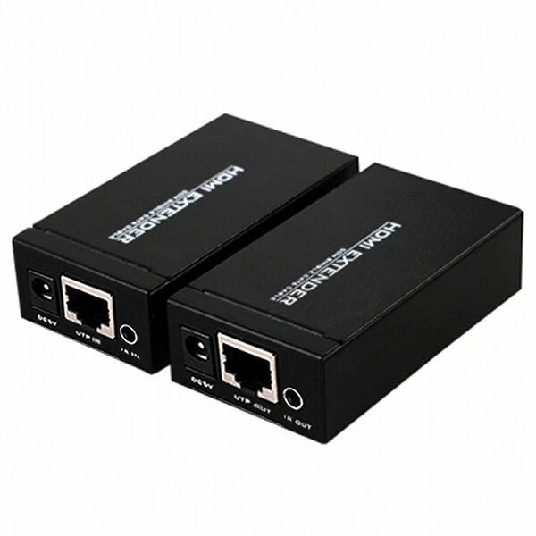 HDMI Extender Over Single CAT5E CAT6 Ethernet Network Cable 1080P IR Repeater - Image 1 of 3