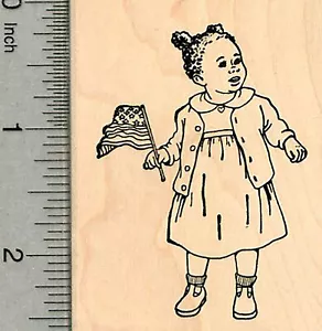 Estampilla de goma para niña afroamericana, serie del Día de la Independencia K38212 WM - Imagen 1 de 1