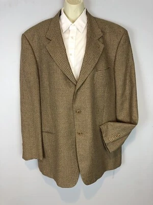 Chaqueta Blazer Valentino uomo 46L Marrón Lana Seda Cachemira Pata de Gallo Larga Foto 1 de 4