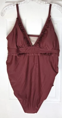 Isabel Maternity One Piece Rust Brick Red Swimsuit Size Large Adjustable Straps - Image 1 of 4
