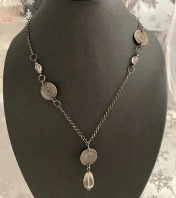 ❤️Collar Moneda Silpada Cristal 22" Largo N1713 Retirado Esterlina 925 Foto 1 de 4