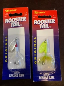 ROOSTER TAIL 1/16oz. fishing bait/lure Lot x2 Worden's Original Yakima Bait NEW! - Picture 1 of 2