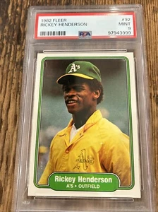 1982 FLEER # 92 RICKEY HENDERSON (HALL OF FAME) OAKLAND ATHLETICS PSA 9 MINT - Picture 1 of 2