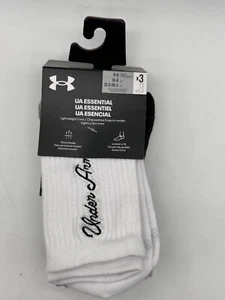 NEW UNDER ARMOUR WOMEN UA ESSENTIAL LIGHTWEIGHT CREW SIZE 4-6 WHITE /BLACK/GREY - Picture 1 of 4