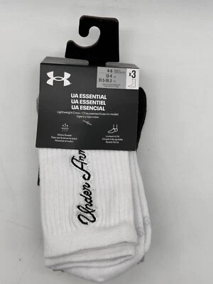 NUEVO UNDER ARMOUR MUJER UA ESSENTIAL LIGERO CREW TALLA 4-6 BLANCO/NEGRO/GRIS Foto 1 de 4