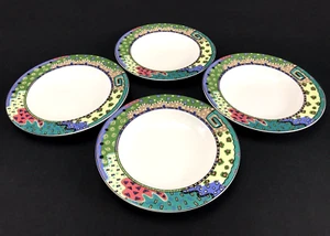 Christopher Stuart Y0239 Boundaries Rimmed Soup Bowls Set of 4 - Picture 1 of 6