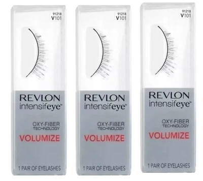 Lot 3 Pairs Revlon Eyelashes 91218 V101 False Fake Intensifeye Volumize Eye Lash - Image 1 of 3