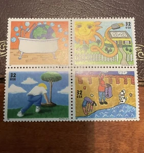 US Stamps, Scott #2951-54 32c 1995 "Earth Day" plate # blk of 4 XF M/NH - Picture 1 of 1