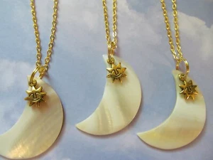 Moon Shell Pendant Necklace, Celestial Pendant Necklace, BoHo Beach Necklace - Picture 1 of 8