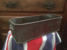 VINTAGE UNPOLISHED COPPER PLANTER WITH LION HANDLES 28cm MADE IN ENGLAND