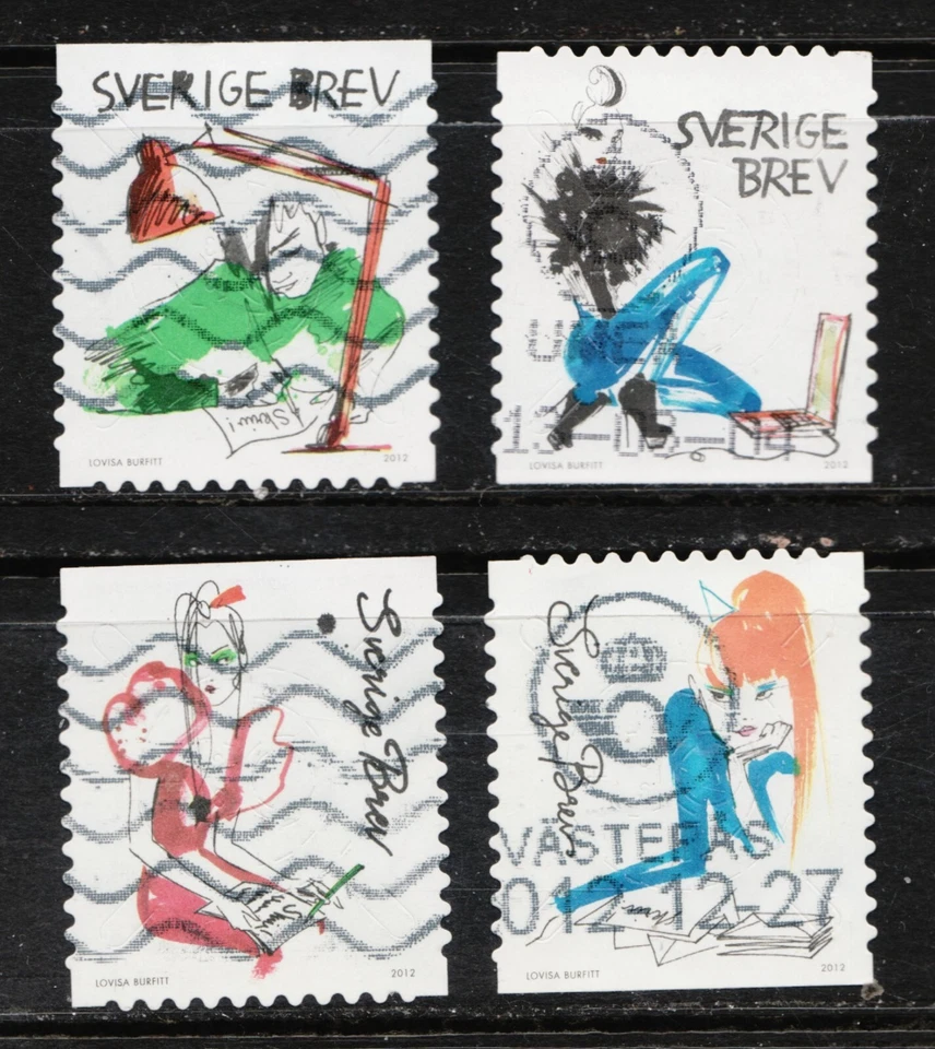 2012 Sweden Brev Sverige #2696a-d / Lovisa Burfitt art. Used stamp set Cv $7.60 - Image 1 of 1