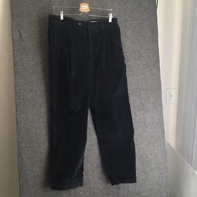 Pantalones informales Burberry London azul marino ocio pana con bolsillos plisados talla 35 de colección Foto 1 de 4