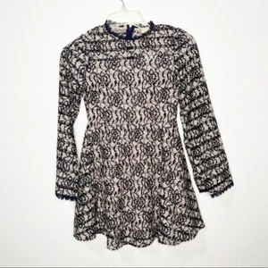 NEW! GB Girls Navy & Cream Lace Formal Dress size 8/10 long sleeve - Picture 1 of 9