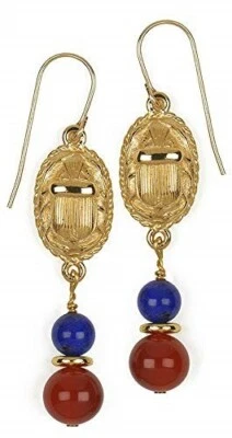  Pendientes escarabajo egipcios de 2 caras lapislázuli y cornalina de nuestra colección egipcia Foto 1 de 2