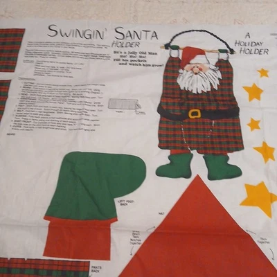 Swinging Santa Holder Springs Fabric Panel 60 x 34 Inches - Image 1 of 4
