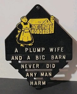 Vintage Trivet Sign Coster "A Plump Wife And Big Barn Never Did Any Man Harm" - Picture 1 of 6