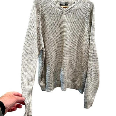 Talbot's Men's Sweater XL Blue/Brown Herringbone V-Neck 100% Cotton Vintage Ski - Image 1 of 4