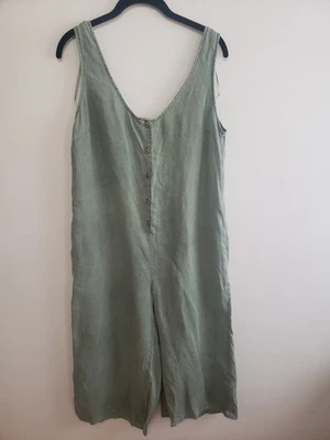 C&C CALIFORNIA WOMEN'S 100% LINEN WIDE LEG CAPRI  SAGE GREEN JUMPSUIT SIZE SMALL - Image 1 of 4
