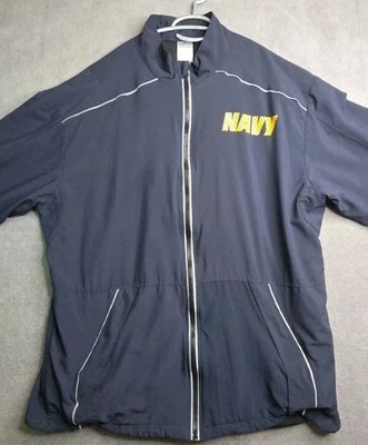 Navy Jacket Men's Large Blue Full Zip LS Football Basketball Baseball Track - Image 1 of 4